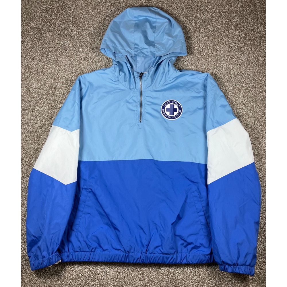 BoxLunch Greys Anatomy Grey Sloan Memorial Hospital Windbreaker Jacket Blue XL
